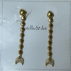 Stella&Dot Gold Chain Earring with Enamel Detail - like new/display only